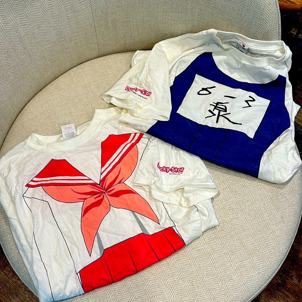 Lucky Star Anime front & back print T-shirt Set ⭐️⭐️